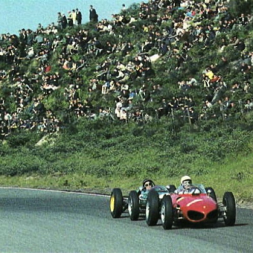 Zandwoort 1961 dans l'aspiration de Wolfrang avec Von Trip sur sa Ferrari Zandwoort 1961 dans l'aspiration de Wolfrang avec Von Trip sur sa Ferrari